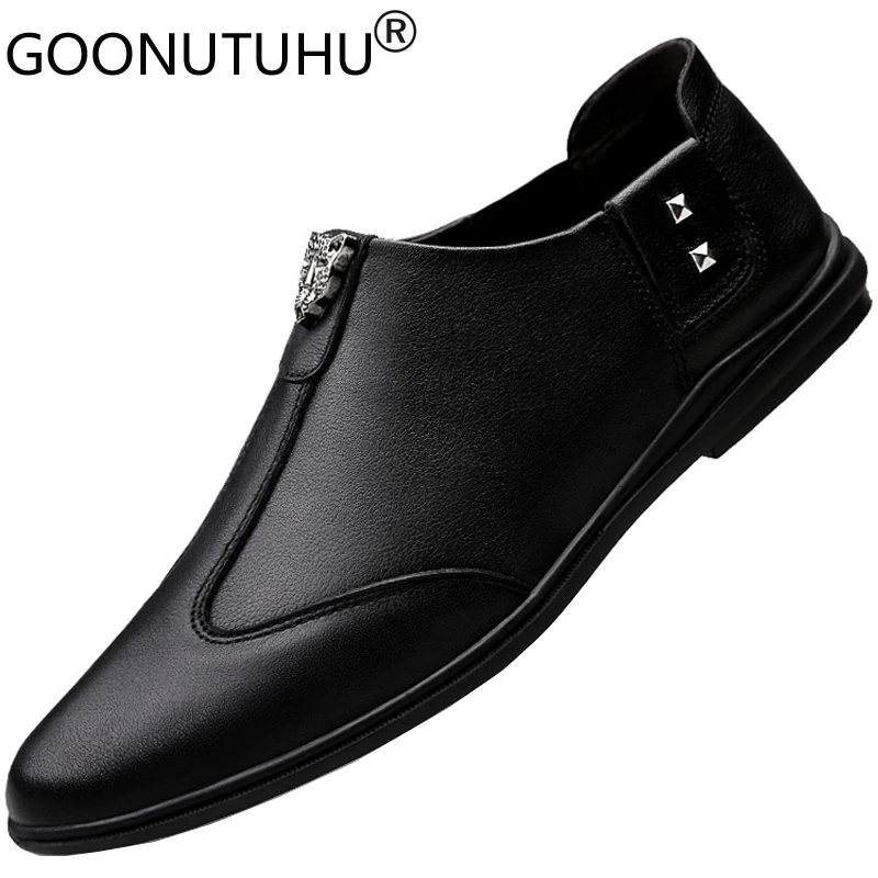 Мужские туфли из натуральной коровьей кожи классические лоферы повседневная