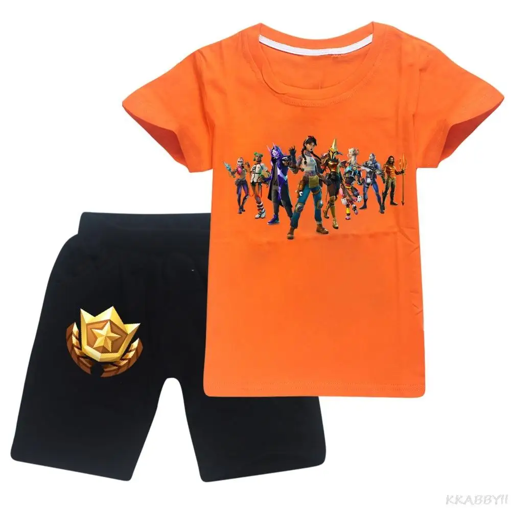 Комплект одежды для девочек Fortnites Детская летняя футболка трусики маленьких
