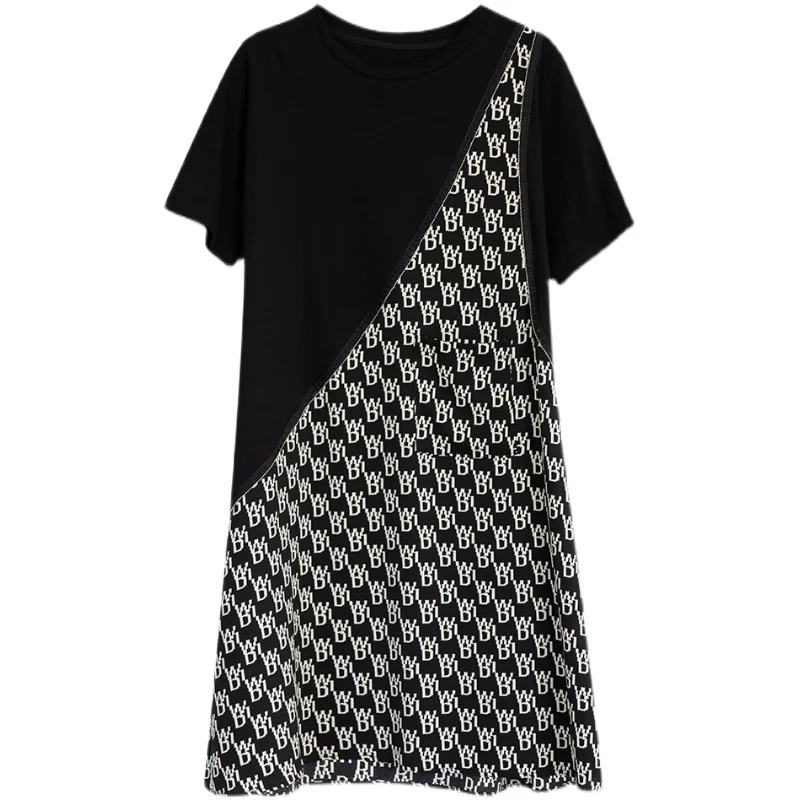 

Elegant Splicing Black Office Ladies Chic Mini Plus Size Dress Women Casual Trendy Vestidos Summer Ukraine Women Clothes