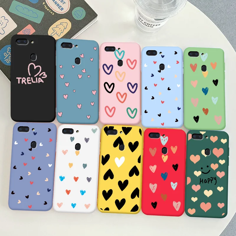 

For OPPO R15 dreamland Case Protective Phone Shell Frosted Silicone Casing Color Heart-Shaped Soft TPU Back Cover