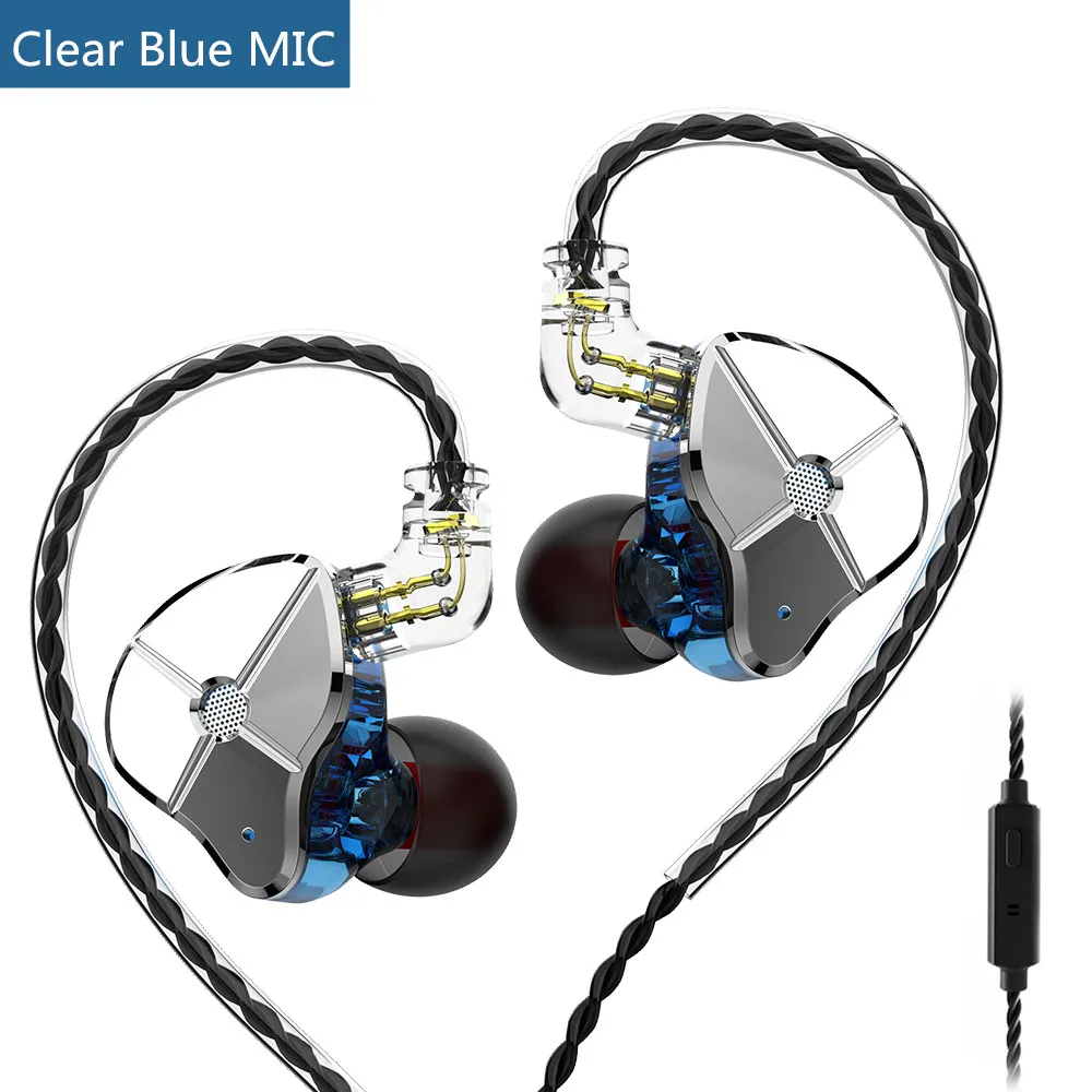 Blue with mic Новейший TRN ST1 1BA+ 1DD в ухо наушник Гибридный HIFI DJ монитор для бега спортивные наушники ушные наушники гарнитура съемный кабель V90 V80 T2 - Цвет: Blue with mic