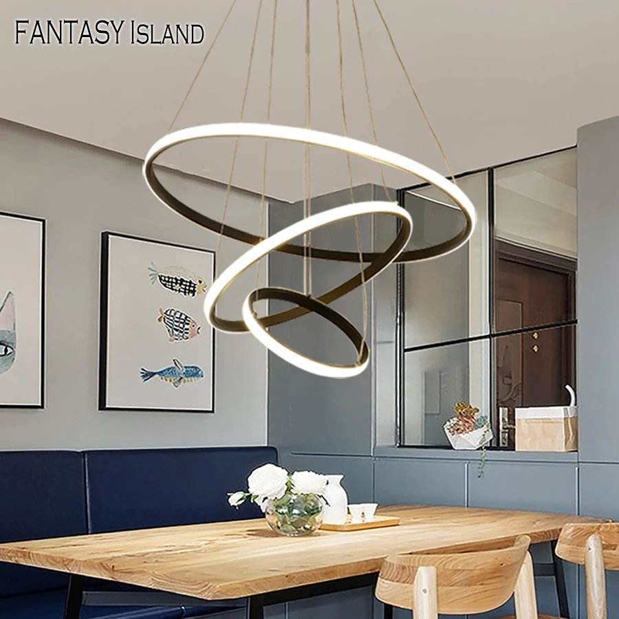 

Современная светодиодный ная люстра, Потолочный подвесной светильник, кольца, Потолочная люстра, Светильники для гостиной, столовой светил...