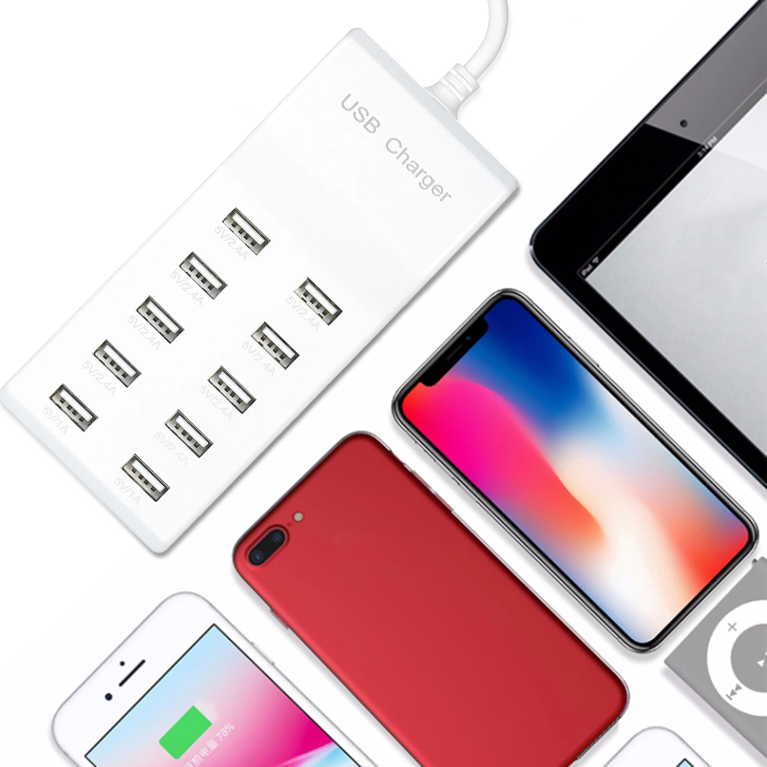 Зарядка через USB станции 10 Порты и разъёмы 10A Настольный смарт устройство быстрой