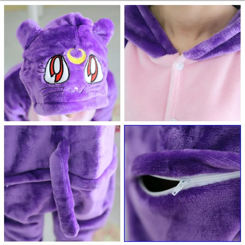 Кигуруми мультфильм животных костюм Диана комбинезоны пижамы для взрослых