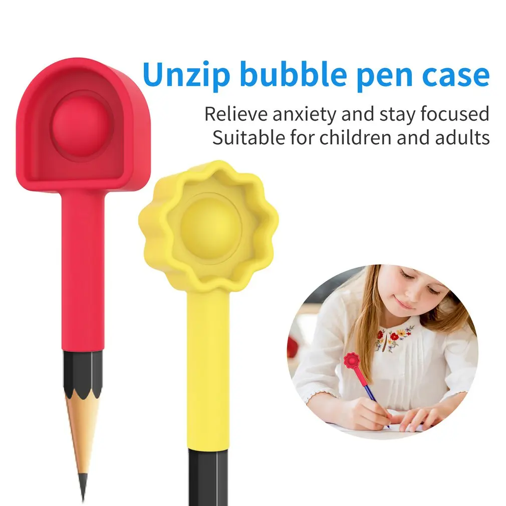 

Мягкий силиконовый чехол для ручки с расстегивающимся пузырьком, милый чехол для ручки, Артефакт декомпрессии, детская игрушка, подарок на ...