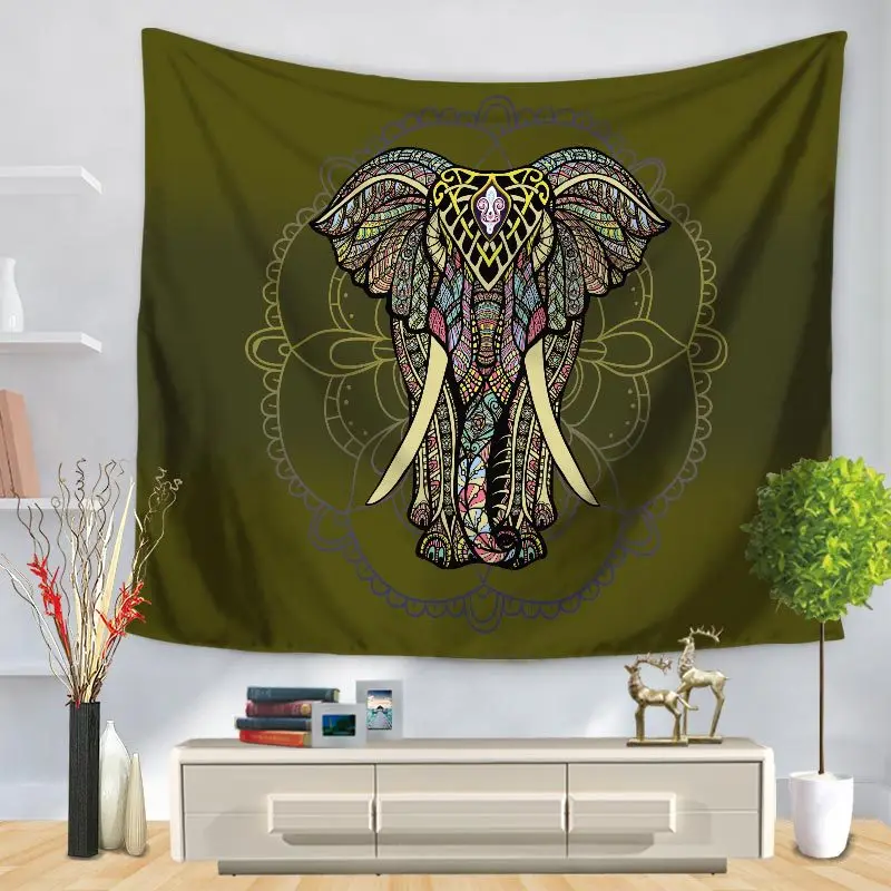 GT1256-1 Thregost гобелен настенный Мандала слон принт индийские настенные подвесные украшения для спальни гостиной тканые полиэфирные настенные ткани - Цвет: GT1256-1
