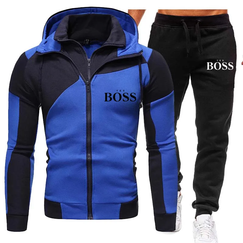 

Men's Sports Suit New Fashion Brand Sports Leisure Zipper Hoodie + Trousers Two-piece Men's Sports Suit Outdoor Fitness Clothes