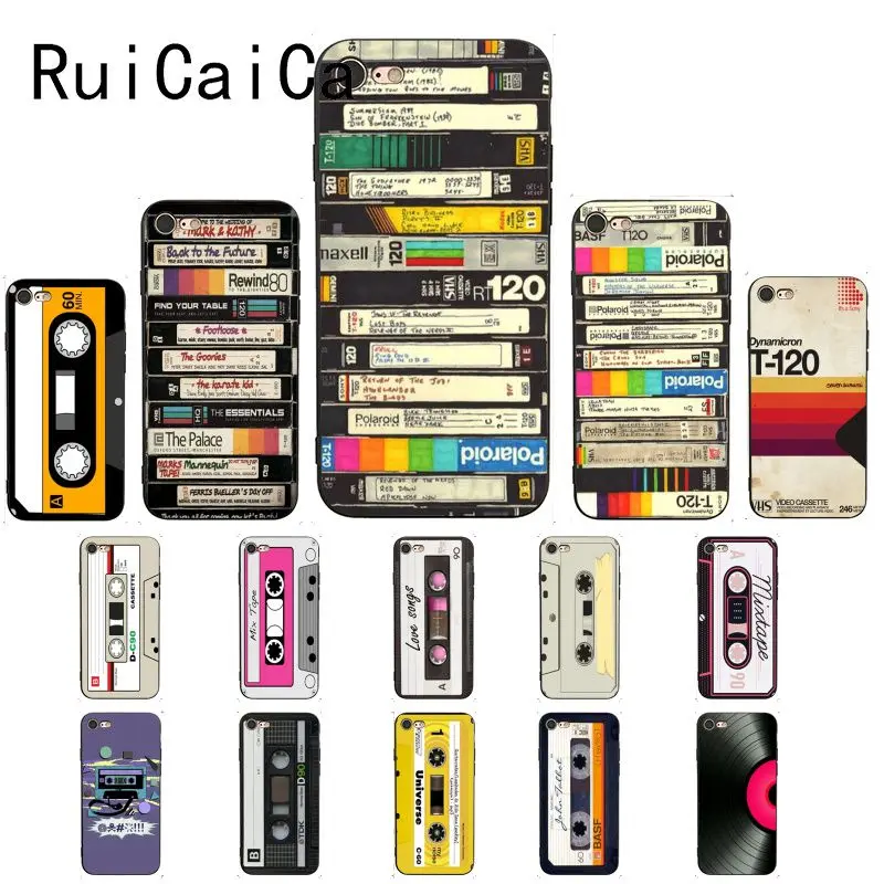 Ruicaica Ретро Классический Кассетный черный ТПУ мягкий чехол для телефона iPhone 8 7 6 6S
