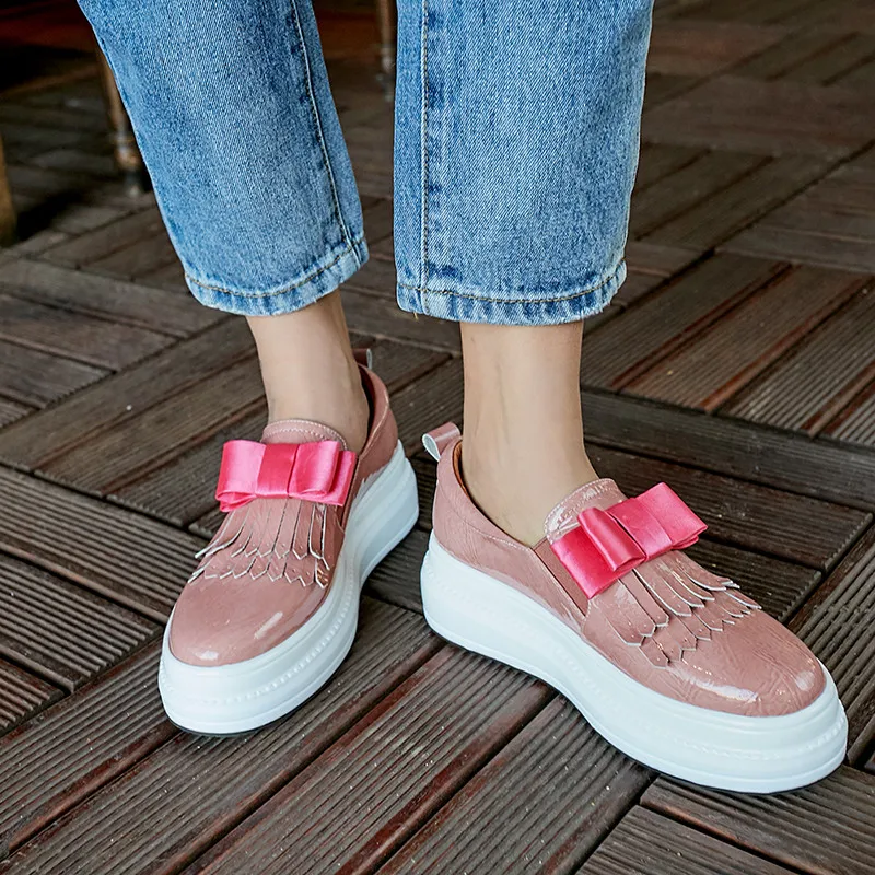 Женская обувь FEDONAS на плоской подошве из коровьей кожи с бантом бабочкой весну и