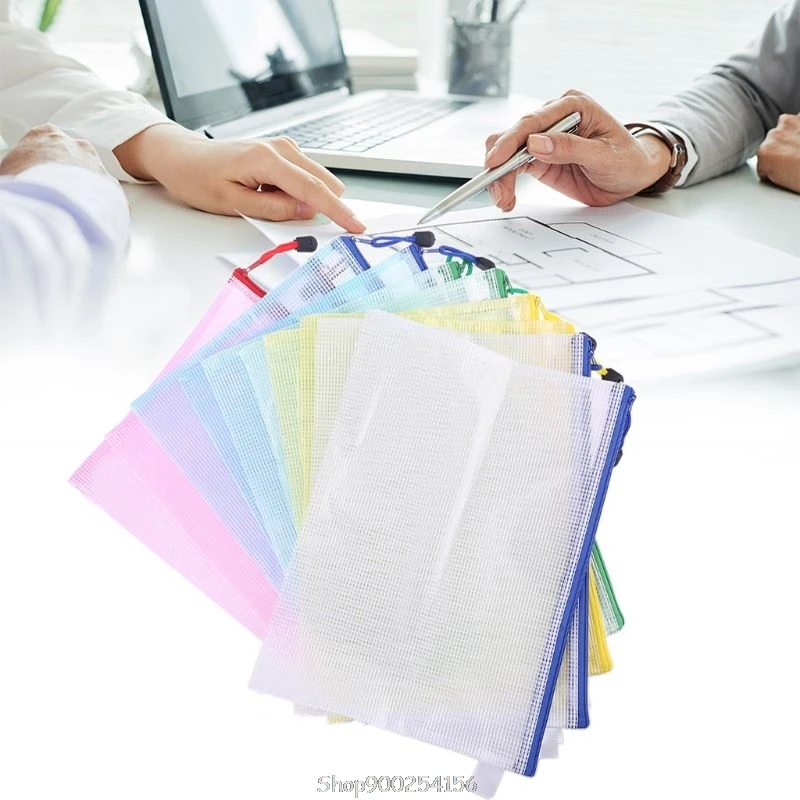 

10pcs A4 Size Mesh Document File Bags Storage Pouch with Zipper for Cosmetics Offices Supplies Travel Accessory D04 20 Dropship
