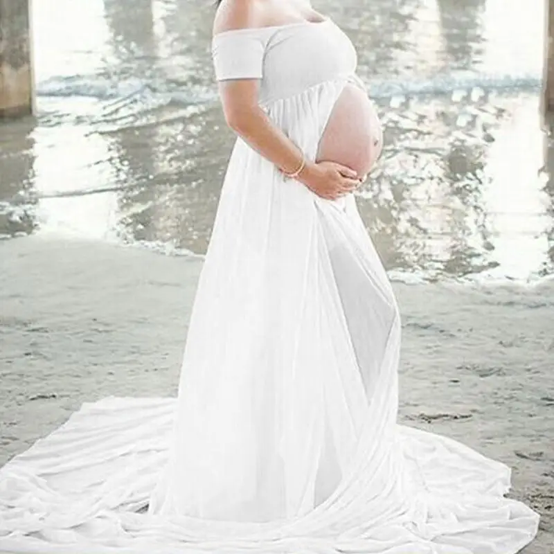 

Floor Length Dresses for Pregnant Woman Summer Beach Photography Wear High Maxi Skirts