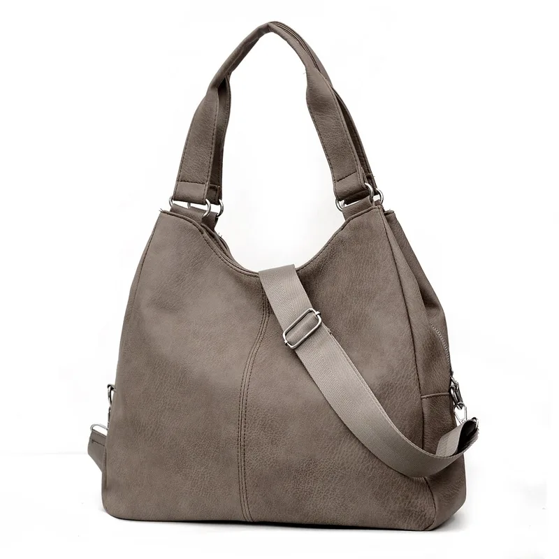 Мягкая вместительная сумка через плечо из искусственной кожи для женщин