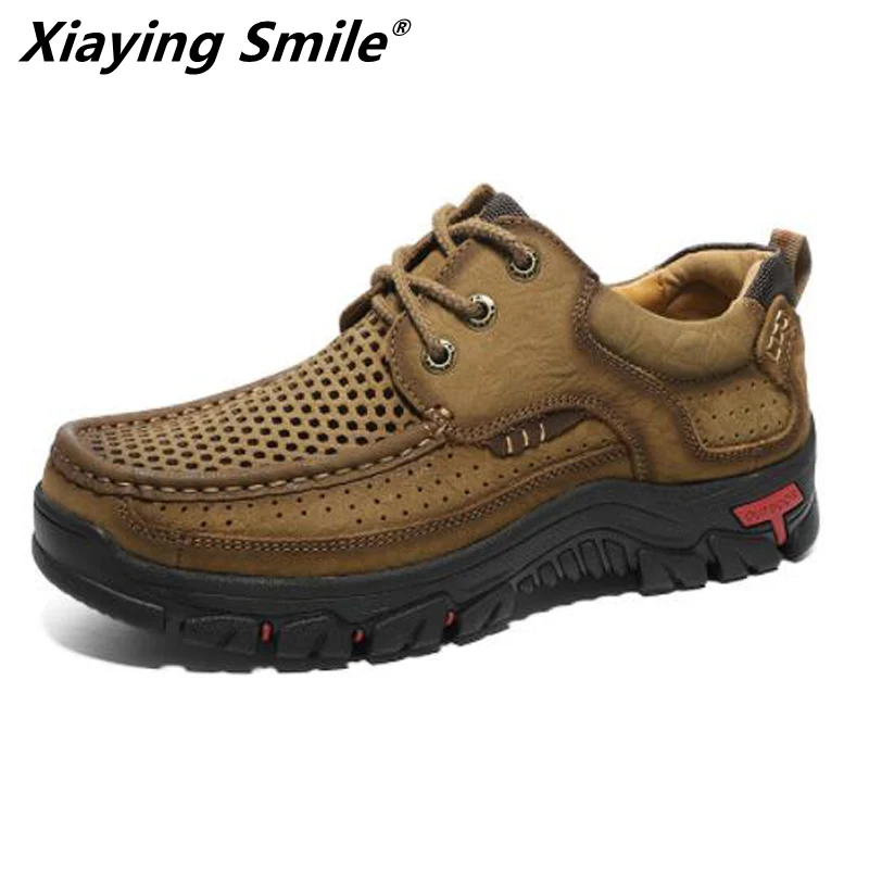 

2020 New Style Mens Top Cow Leather Outdoor Shoes Fashion Quality Sneakers Breathable High Quality Trainers Shoes Men large Size