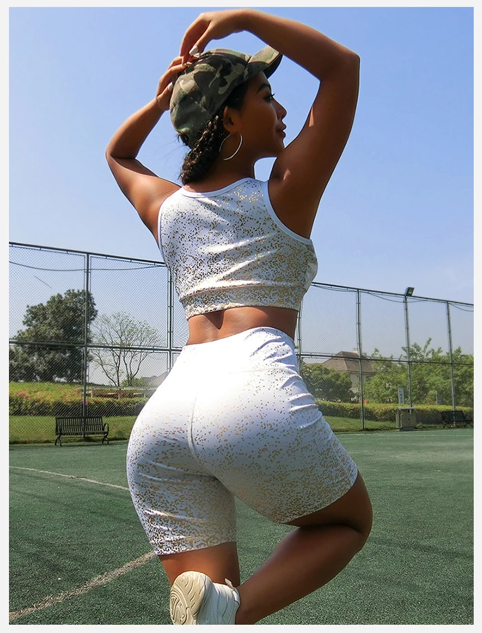 IWUPARTY/комплект из 2 предметов топ шорты Байкерский комплект женский спортивный