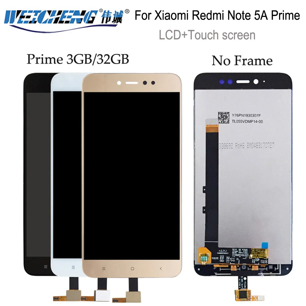 Для Xiaomi Redmi Note 5A Prime ЖК-дисплей + сенсорный экран в сборе дигитайзер для LCD