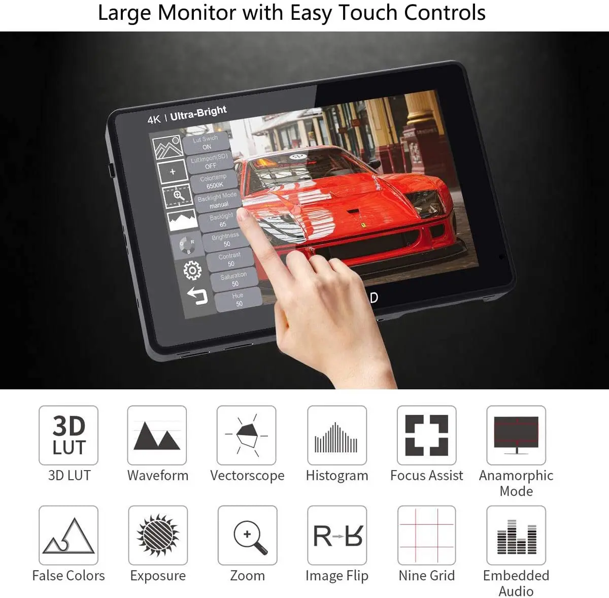 Bestellen Feelworld LUT7S 7 Zoll Ultra Helle 2200nits 3G-SDI 4K-HDMI 3D-LUT Panel Touch Screen DSLR Kamera Feld Monitor Mit Batterie