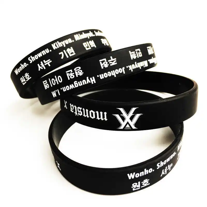 Модные KPOP Fan Monsta X Boys пуленепробиваемые спортивные силиконовые браслеты дружбы для мальчиков и девочек