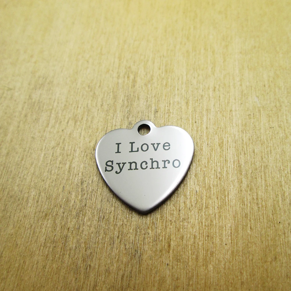 

10 шт./партия-с надписью «I Love синхро амулеты из нержавеющей стали лазерной гравировкой DIY Подвески Кулоны из нержавеющей стали