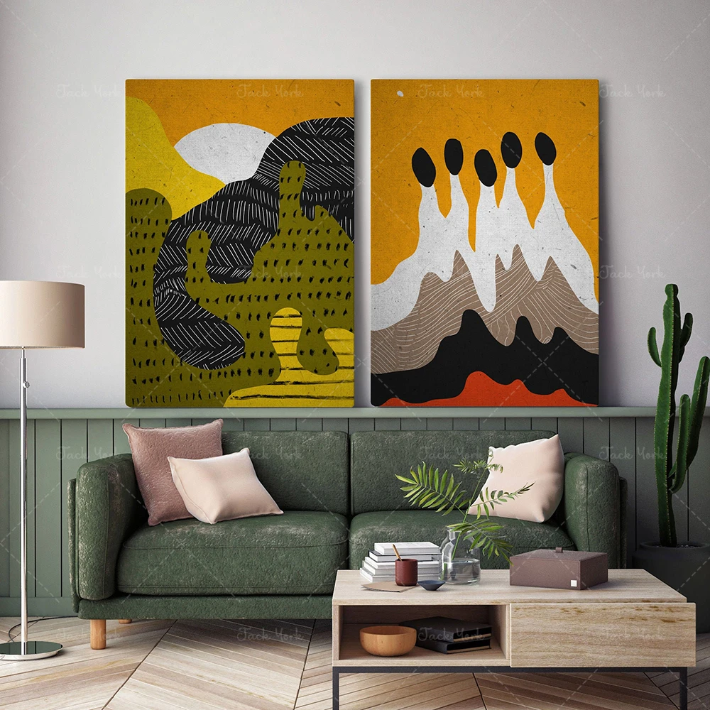 

Abstract Colorful Landscape Diptych, Colors of Africa Abstract Set, Portrait of People Ethno Motive Art, Abstract Faces, Contem