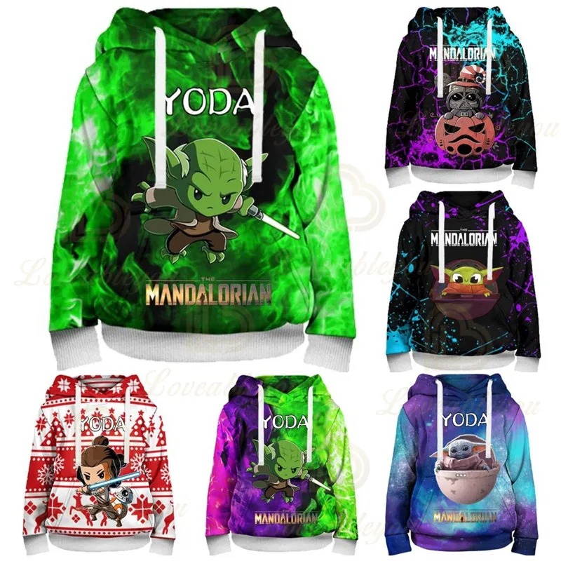 

Kids Hoodie Christmas Disney Baby Yoda Mandalorian 3d Swearshirt Boys and Girls Tops Hoodies Hip Hop Streetwear Teen Clothes