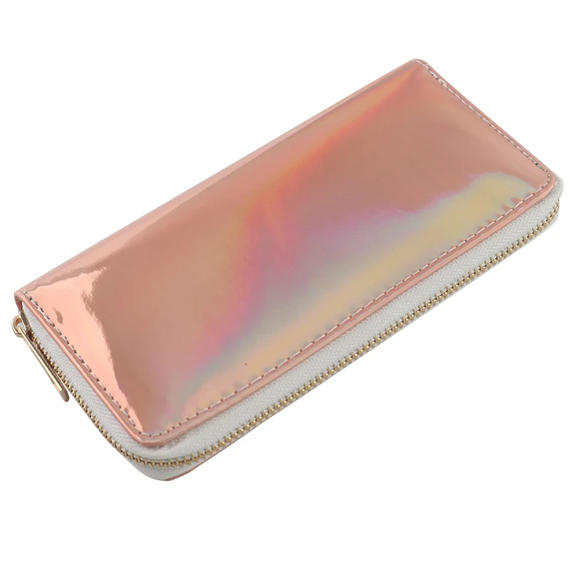 LightPink Модный лазерный голографический кошелек удлиненный женский кошелек женская сумка-клатч женские кошельки портфель карман на молнии для телефона Carteras - Цвет: LightPink