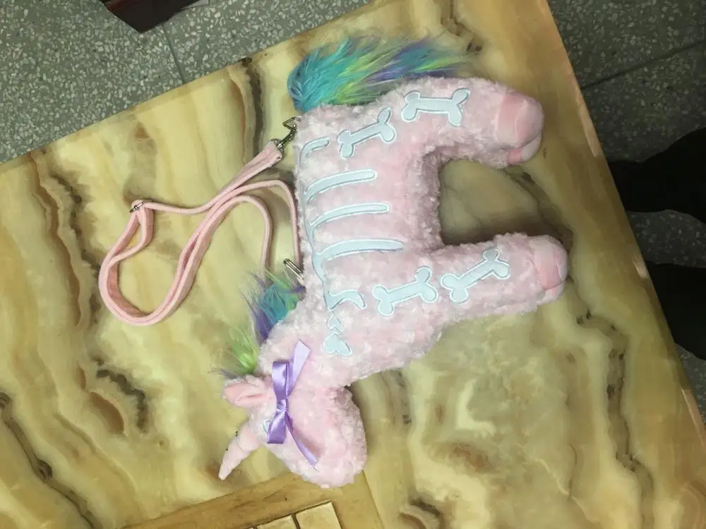 Мультяшная Лошадь Черная Готическая темная металлическая милая сумка для