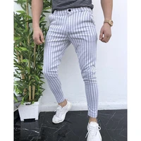 new casual spring summer trousers vintage striped printed slim pencil pants men mid waist fashion business pants men streetwear