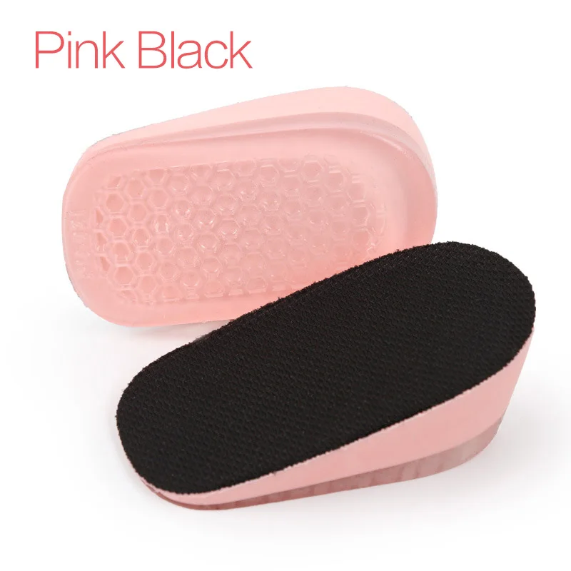 Pink Black S Size Новые увеличивающие рост Стельки колодки подошвы для обуви для женщин и мужчин силиконовый гель Лифт Невидимый Увеличение обуви вставки для пяток мягкие вставки - Цвет: Pink Black S Size