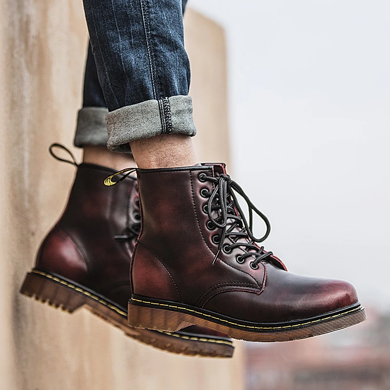 

Leather Boots Men Vintage Leather Boots Mens Hightop Sneakers Casual Fashion Men's Shose Men Shoes For High Top Running