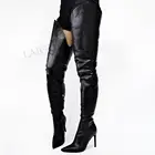 Сапоги женские DOBANER, из искусственной кожи, на высоком каблуке, с молнией сбоку, большие размеры 42, 43, 45, 47