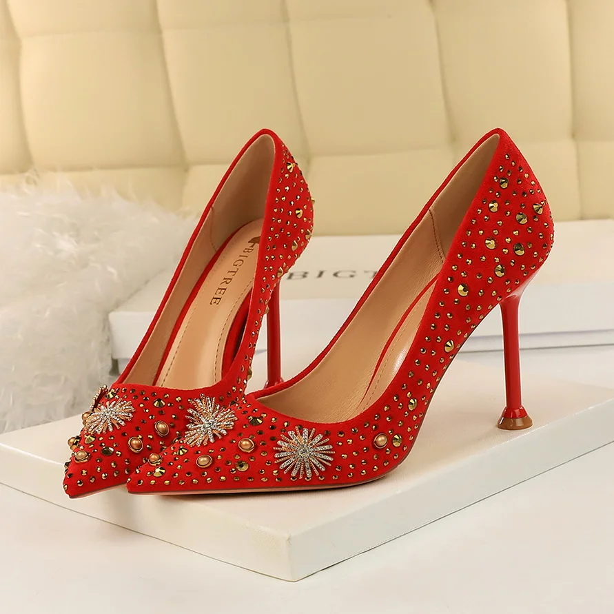 2021 см женские высокие каблуки Роскошные туфли большие искусственные свадебные