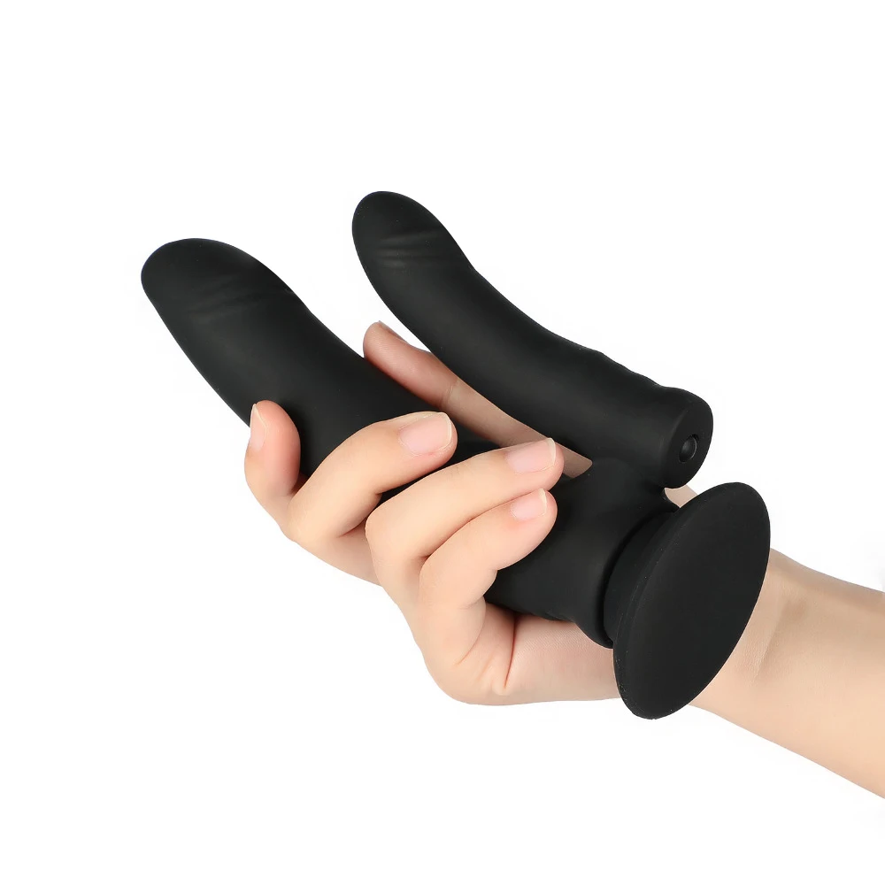 Силиконовый фаллоимитатор с двойной головкой на присоске анальный и пенис для