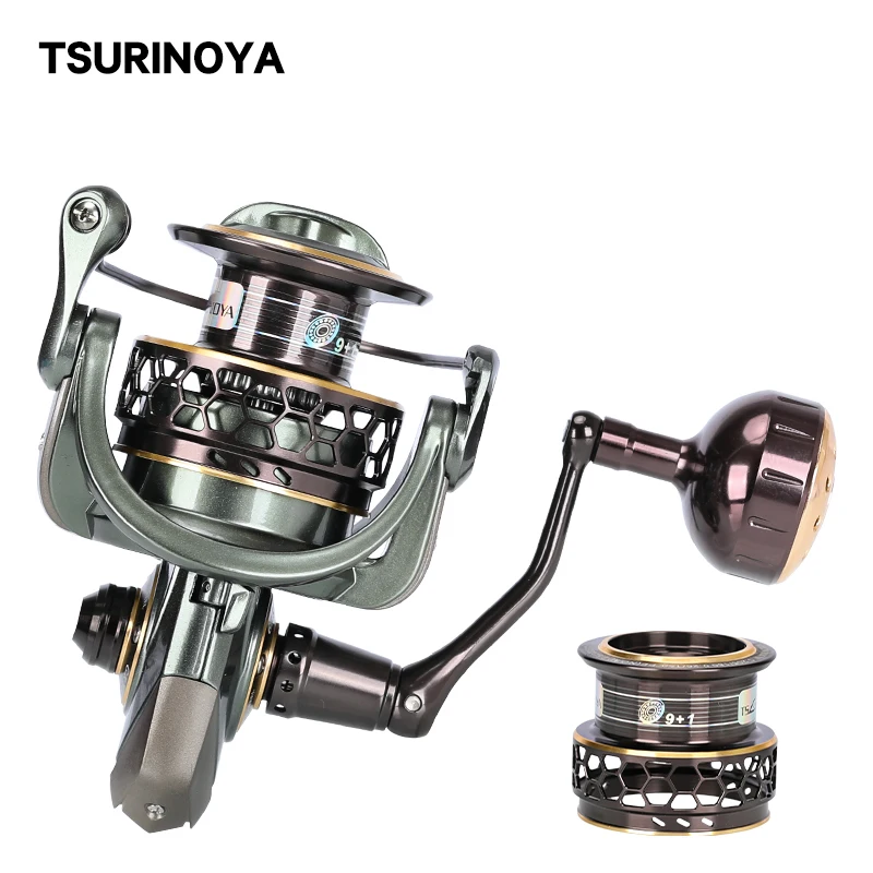 

TSURINOYA Fishing Reel JAGUAR 4000 5000 Double Spool Carp Reel 9+1BB 5.2:1 Fishing Lure Spinning Reel Saltwater Feeder Reel