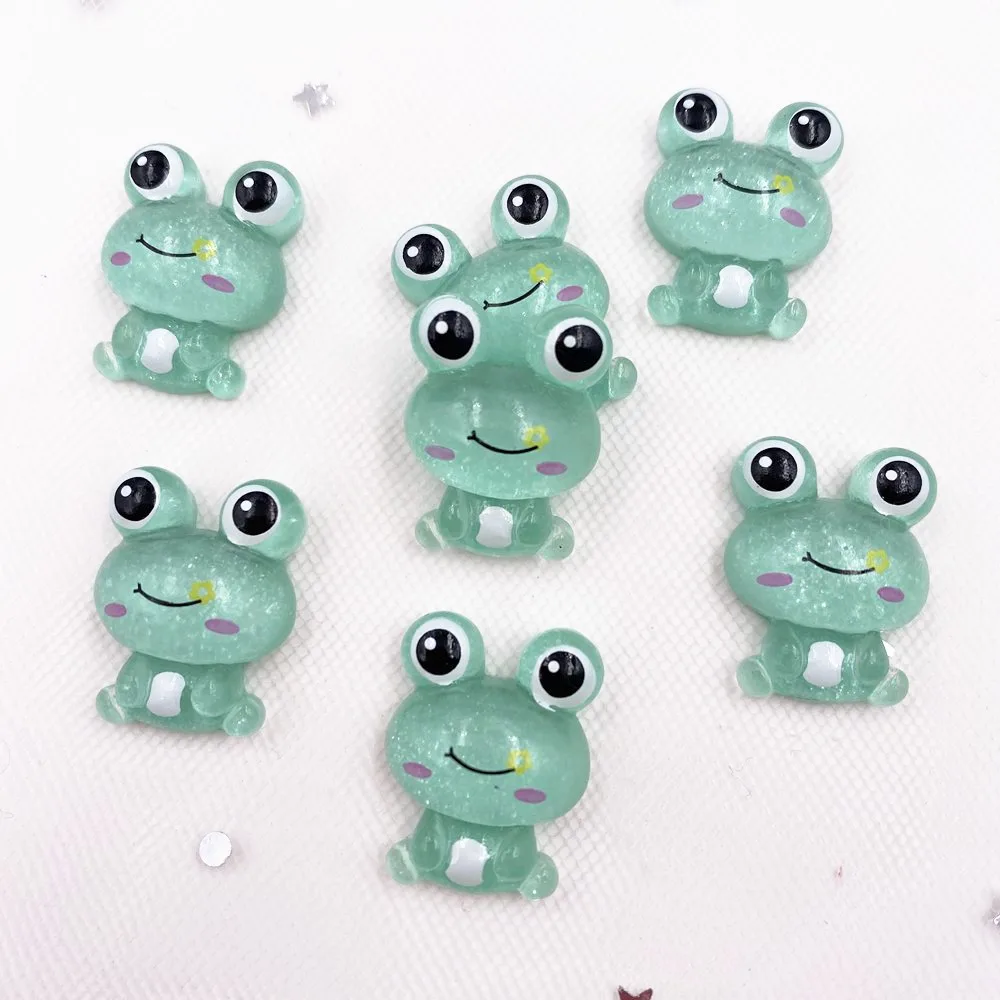 

Glitter Resin Kawaii Colorful 3D Green Frog Flatback Cabochon Stone 50PCS Scrapbook DIY Decor Home Figurine Crafts