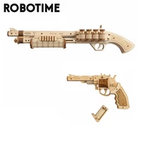 robotime rokr diy revolverscatter with rubber band bullet wooden model building block kit assembly toy gift for children adult