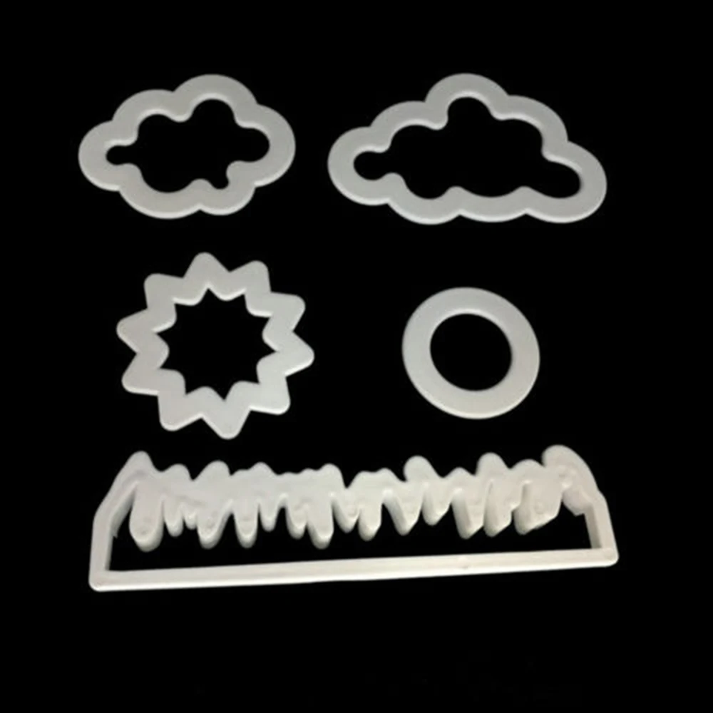 5 шт./компл. пластиковый резак для помадки форма печенья торта трава/солнце/облако