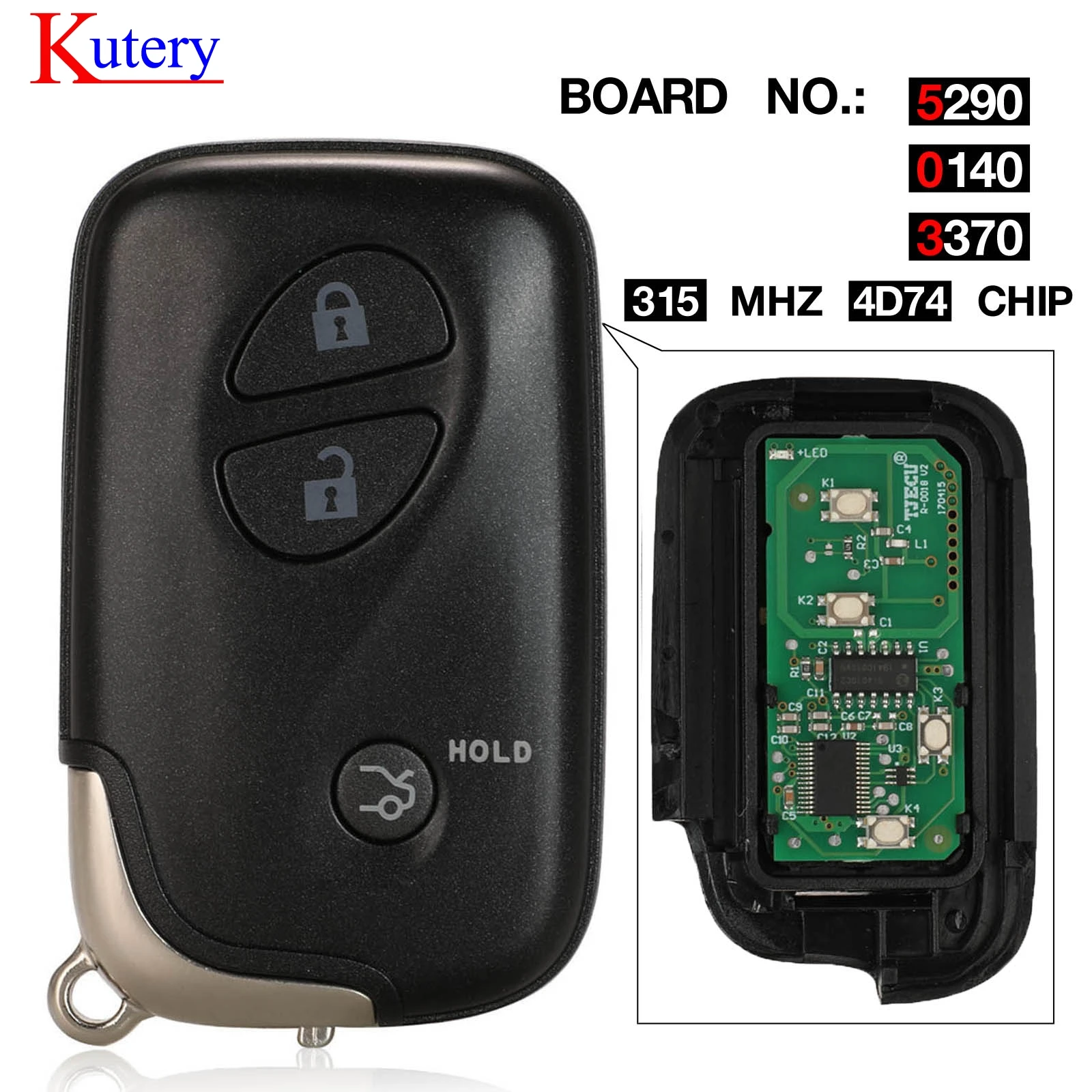 Kutery 3 кнопки 315 МГц PCB 5290 0140 3370 умный пульт дистанционного управления для Lexus GX460 ES350