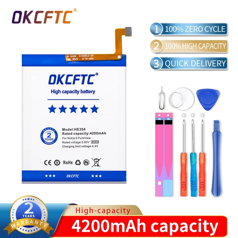 

OKCFTC 4200mAh HE354 Battery for Nokia 9 PureView TA-1082 TA-1087 Rechargeable battery