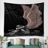 devil girl banner flag posters wall art beautiful wings tapestry wall hanging painting living room bedroom decoration cloth