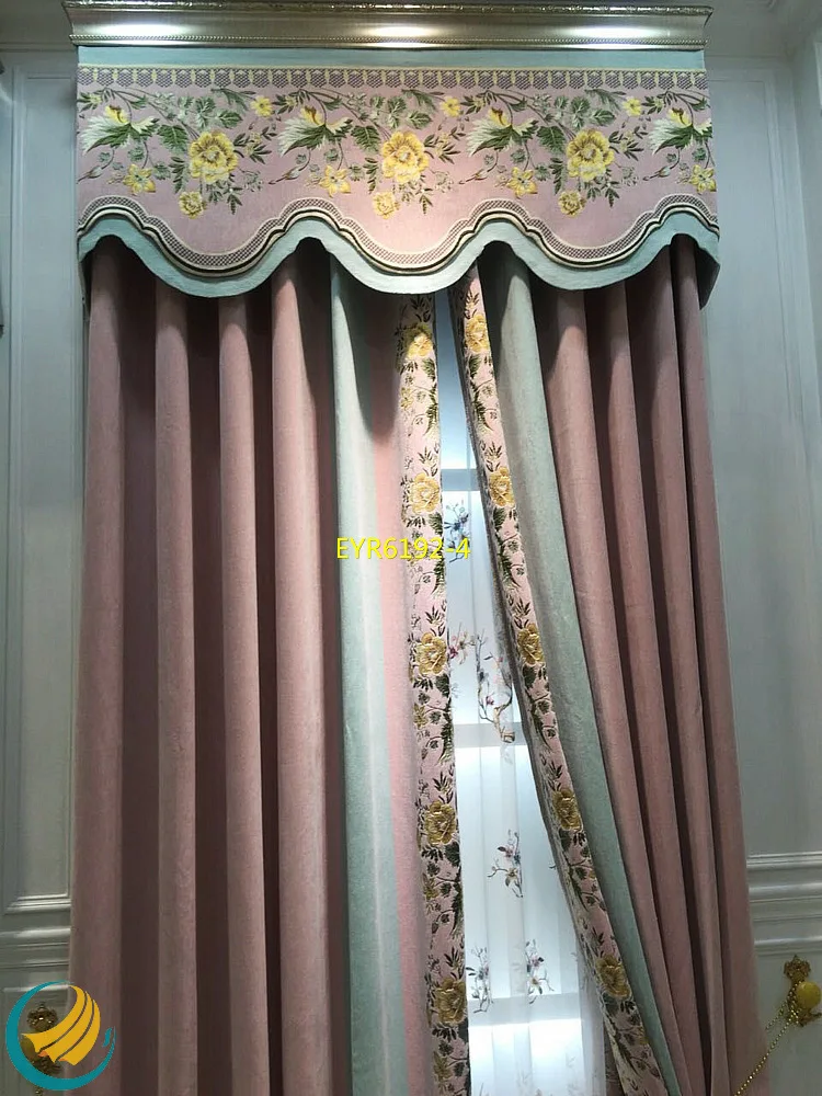 

High-end Seamless Stitching Cashmere Curtains Blue Nordic for Living Room Bedroom Study Jacquard High Blackout Curtain Valance
