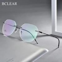 ultralight titanium alloy rimless men glasses frame square eyeglasses myopia prescription frames for women optical eye glass