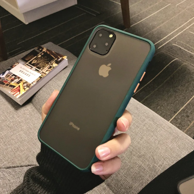 

Shockproof Armor Transparent Phone Case For iPhone 12 11 Pro X Xs MAX XR 7 8 Plus Camera Protection Candy Color Cover Case Bag
