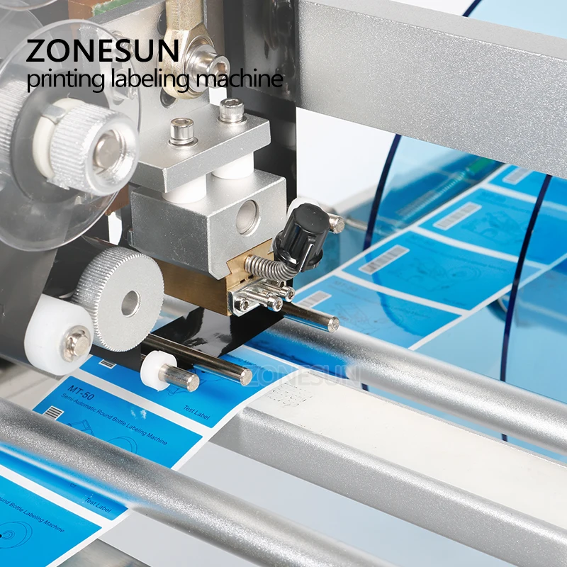 ZONESUN Semi Automatic Labeling Machine With Date Code Printer Plastic Glass Alcohol disinfectant Bottle Labeller Sticker Maker |