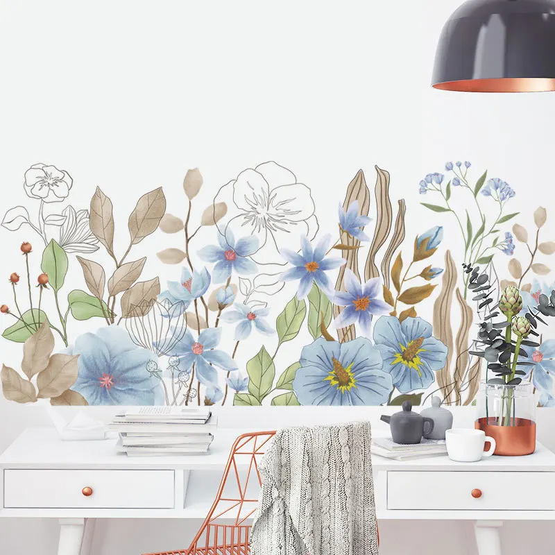 Настенные Стикеры с акварельными растениями и цветами ручная роспись подстилка