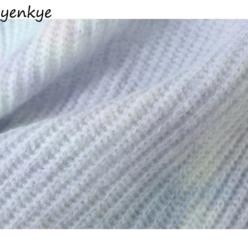 

Vintage Multicolor Tie-dye Print Sweater Women V Neck Long Sleeve Sexy Hollow Out Cardigan Sweater Plus Size Autumn Outerwear