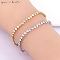 20pcs cz bling iced out cubic zirconia bracelet tennis chain bracelets for women men jewelry link chain gold silver color