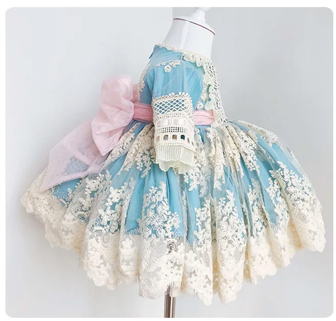 

3PCS Baby Girl Summer Autumn Vintage Spanish Turkey England Lolita Princess Ball Gown Dress for Girl Birthday Eid Party