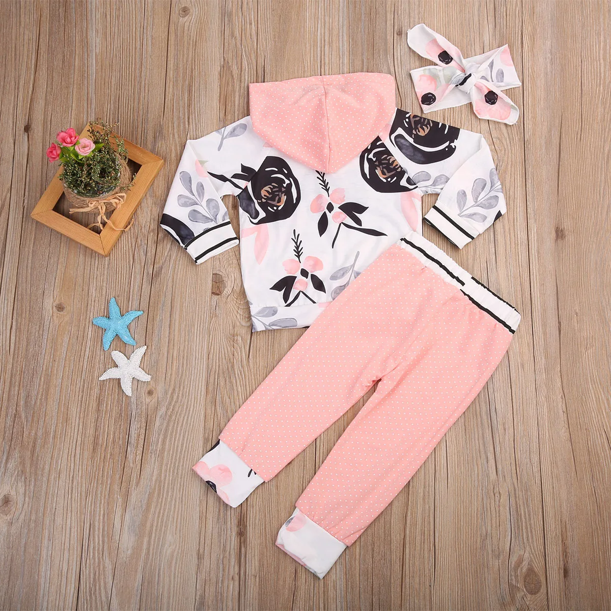 3pcs Toddler Kids Baby Girls Clothes Set Long Sleeve Hoodie Shirt Sweatshirt Tops+Pants Outfit 0-3Y