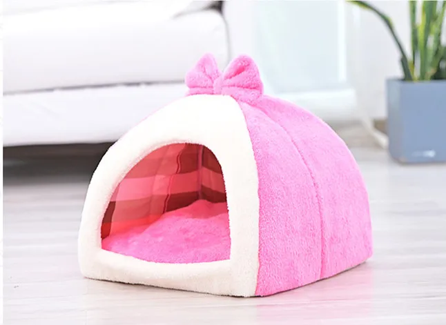 Pink Собачья Лежанка для кошек собак Мягкая собачье гнездо Конура для щенка теплая подушка корзина Маленькие Средние собаки палатка для животных кровать пещера - Цвет: Pink