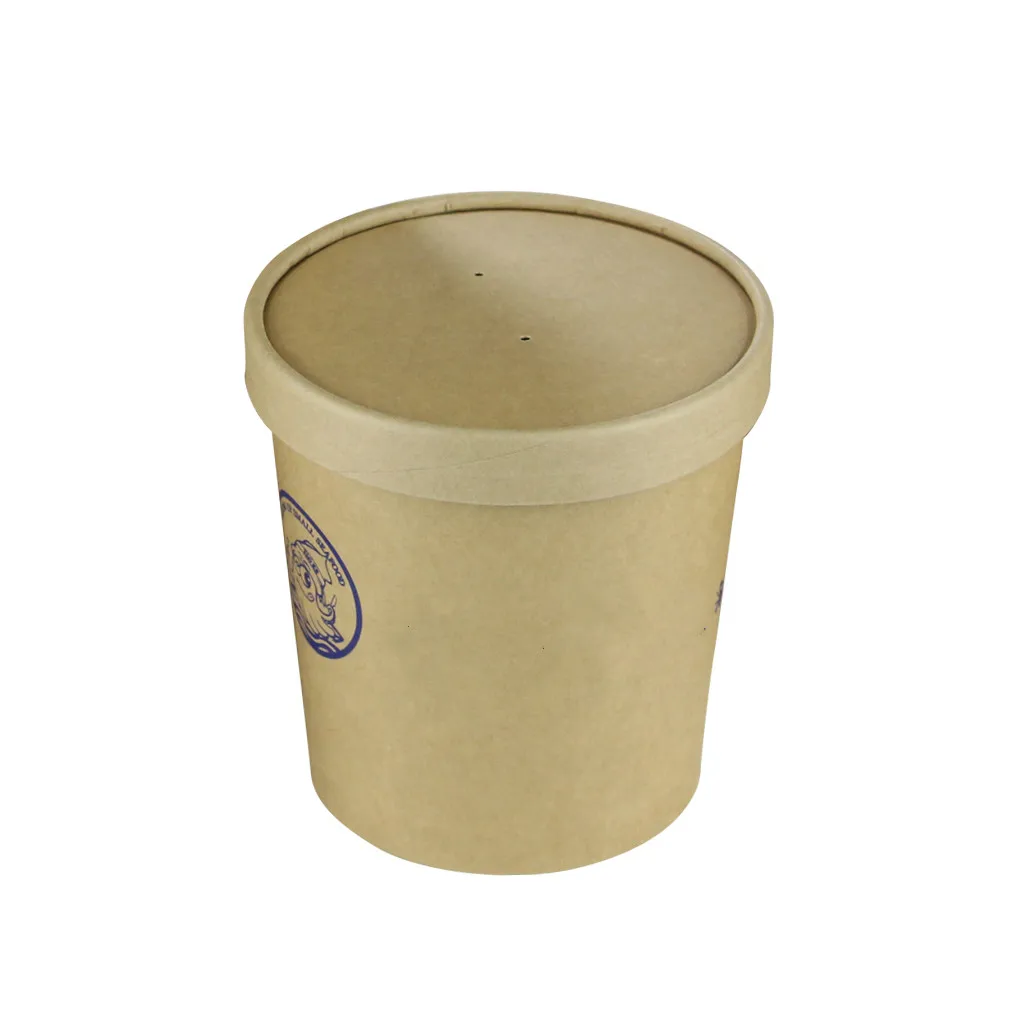 Одноразовая Крафтовая бумага упаковочная коробка на вынос круглая с крышкой